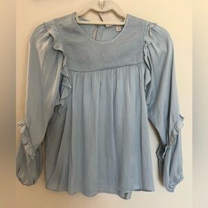 Dolan Left Coast Collection Ruffle Blouse Blue Size Petite XS